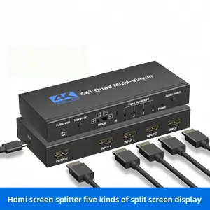 ACHAVE 4x1 HDMI Multiviewer Switch, Quad Multi-Viewer 4-In-1-Out Seamless Switching with Remote Control & Button, Supports 1080P/4K & 5 Display Modes, HDMI Cable Accessories for Security Cameras, Gaming Consoles