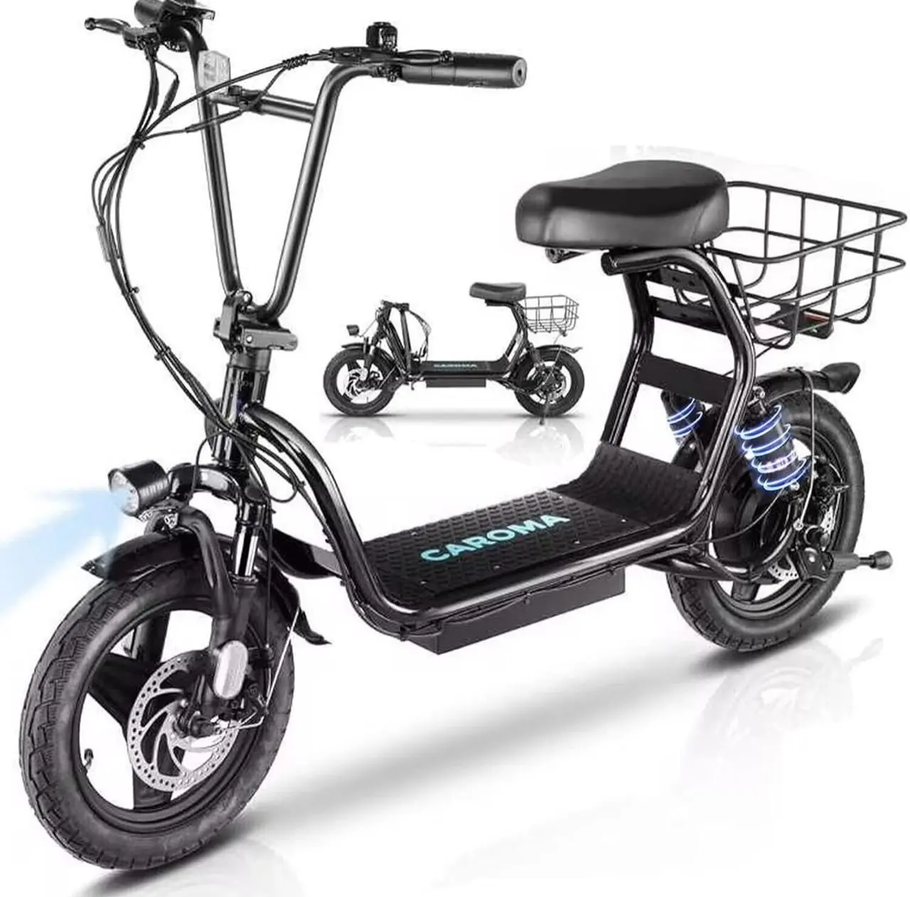 Peak 1200W Electric Scooter w/ Seat,14" Fat-Tire Foldable Adult Electric Scooter
