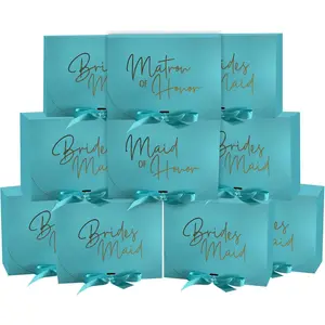 10 count Bridesmaid Proposal Box Set,Maid of  Proposal Box Matron of  Bridesmaid Boxes for Bridesmaid Gifts (Turquoise Bridesmaid)