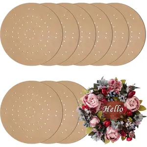 9 PCS 10 Inch Wreath Boards with Holes Wood Board Forms with 100 Nylon Ties DIY Round Frame Decorative Flower Boards Wreath Making Supplies for Wedding Christmas Home Decor