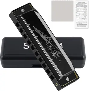 Blues Harmonica for Adults Beginner,Professional Musicians, Students,Harmonicas key of C 10 Holes 20 ,Diatonic Harmonica with Case,As a  (Black, 10 holes blues primary)