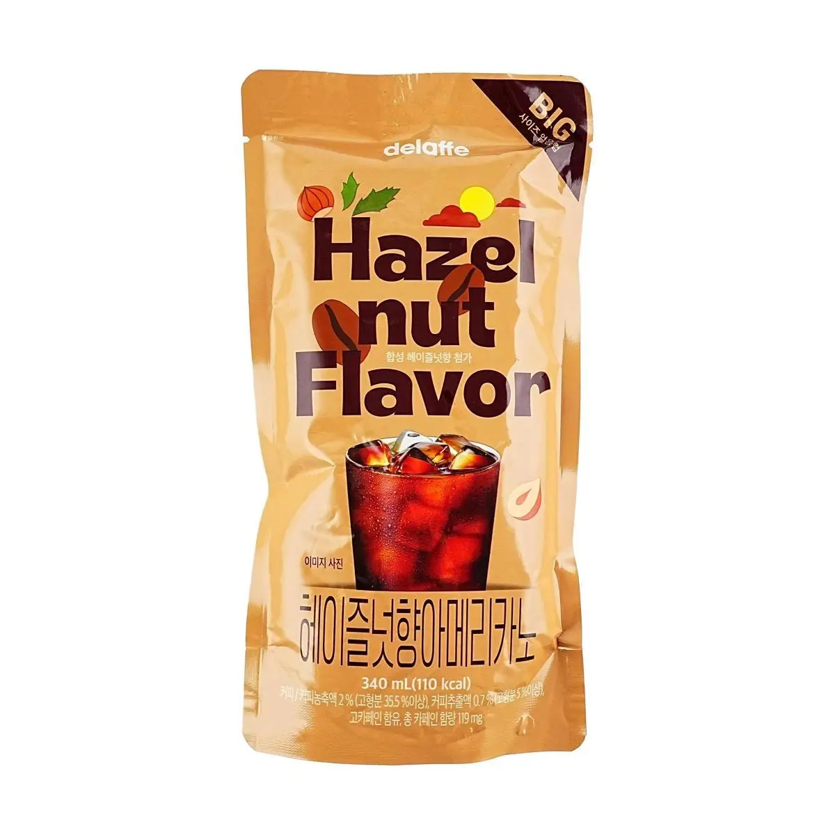 DELAFFE Hazelnut Americano Coffee Drink 340ml - Ready to Drink Iced Coffee Beverage with Smooth Taste