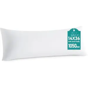 14 x 36 Throw Pillow Inserts - Soft, Plush & Decorative Down Alternative Pillows for Couch Sofa Bed, Machine Washable - White, Pack of 1