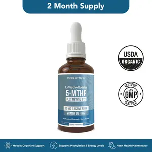 L- Methylfolate 15mg + B12 Pro Strength, Liquid 5-MTHF Form, Supports Mood, Methylation, & Cognition Supplement Energy Levels Vitamin Methylcobalamin