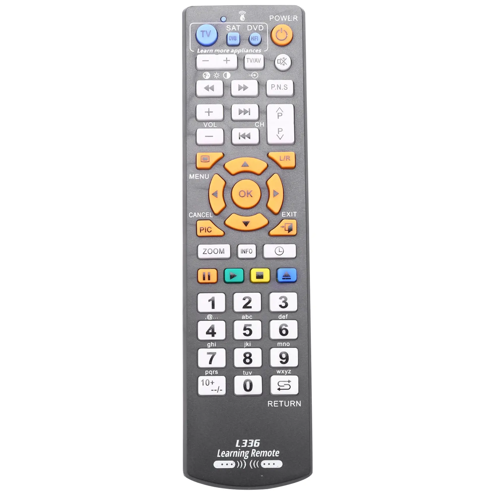 42-Key ABS Plastic Multipurpose Universal Infrared Learning Remote Controller with Memory Function, Replacement Remote Accessories for TV, DVD, etc.
