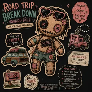 Road trip breakdown voodoo doll magnet Magnetic Item Halloween