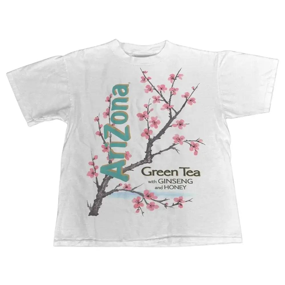 Vintage Arizona Green Tea Cherry Blossom Printed Unisex Casual Short-Sleeve Fit T-Shirt, Women's Top, Streetwear Gift