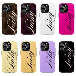 Lucky Script Design Phone Case for iPhone 17 Air 16 Plus 15 Promax 14 13 12 11 Pro,and Samsung Galaxy S26 S25 S24 FE S23 Ultra, Double-Layer TPU Shockproof Protective Cover