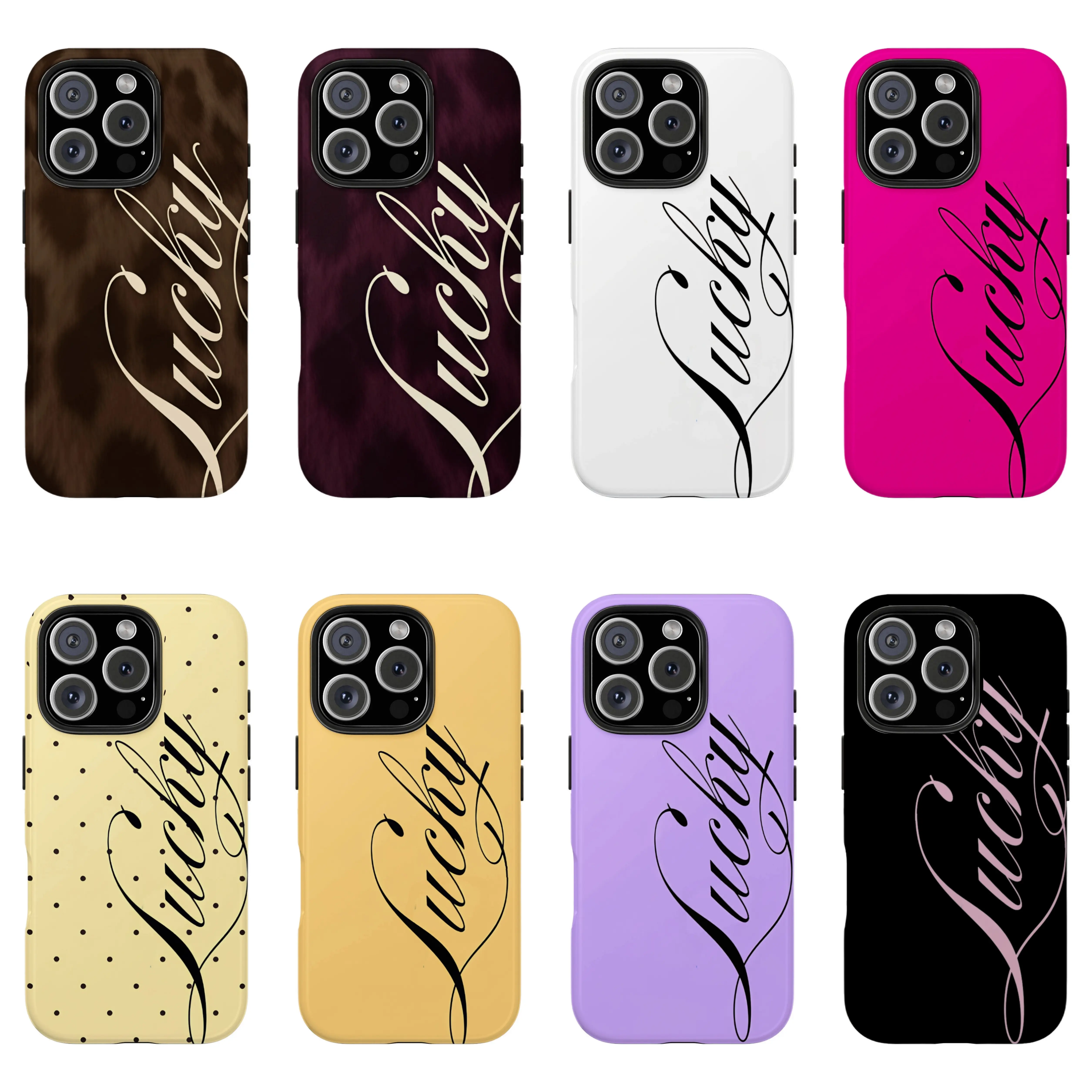 Lucky Script Print Dual Layer TPU Shockproof Phone Case, Protective Cover Compatible with iPhone 11/12/13/14/15 Pro Max/16 Plus/17 Air & Samsung Galaxy S23 Ultra/S24 FE/S25/S26,Pumpkin