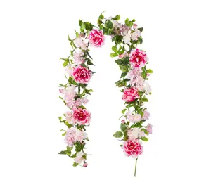 Glitzhome 6ft Pink Hydrangea, Peony & Cherry Garland