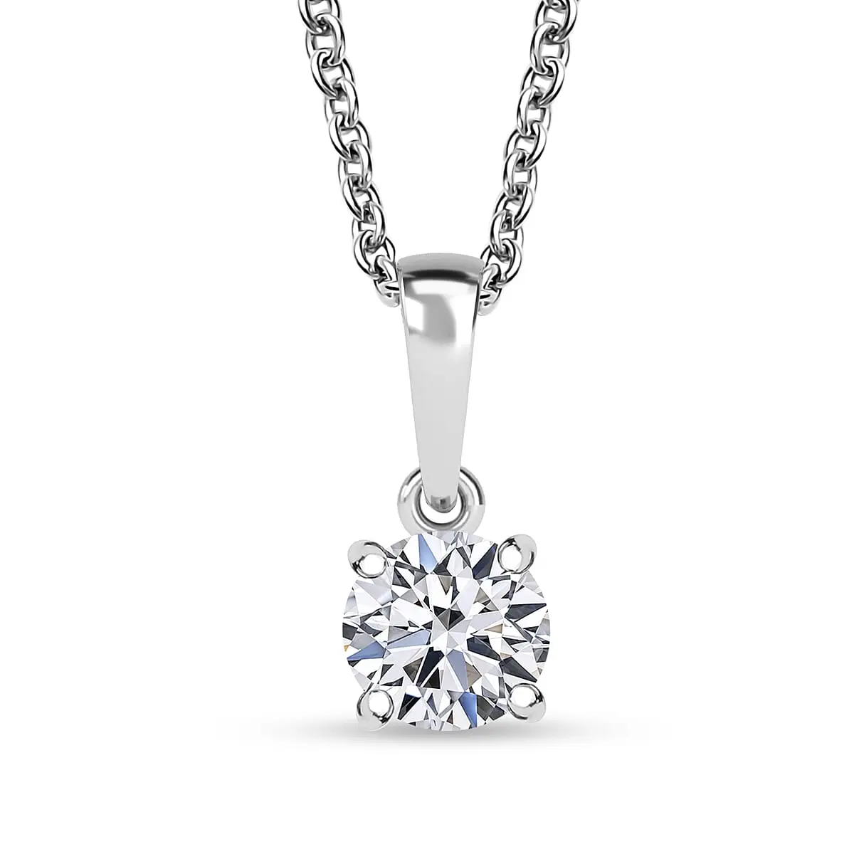 Luxuriant Lab Grown Diamond E-F VS Solitaire Pendant Necklace in 10K White Gold 20 Inches 0.50 ctw
