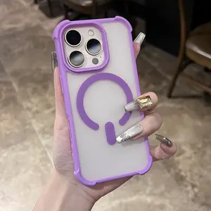 Matte Translucent Jelly New Magnetic Suction Protective Phone Case for iPhone 16 15 14 13 12 Pro Max Plus