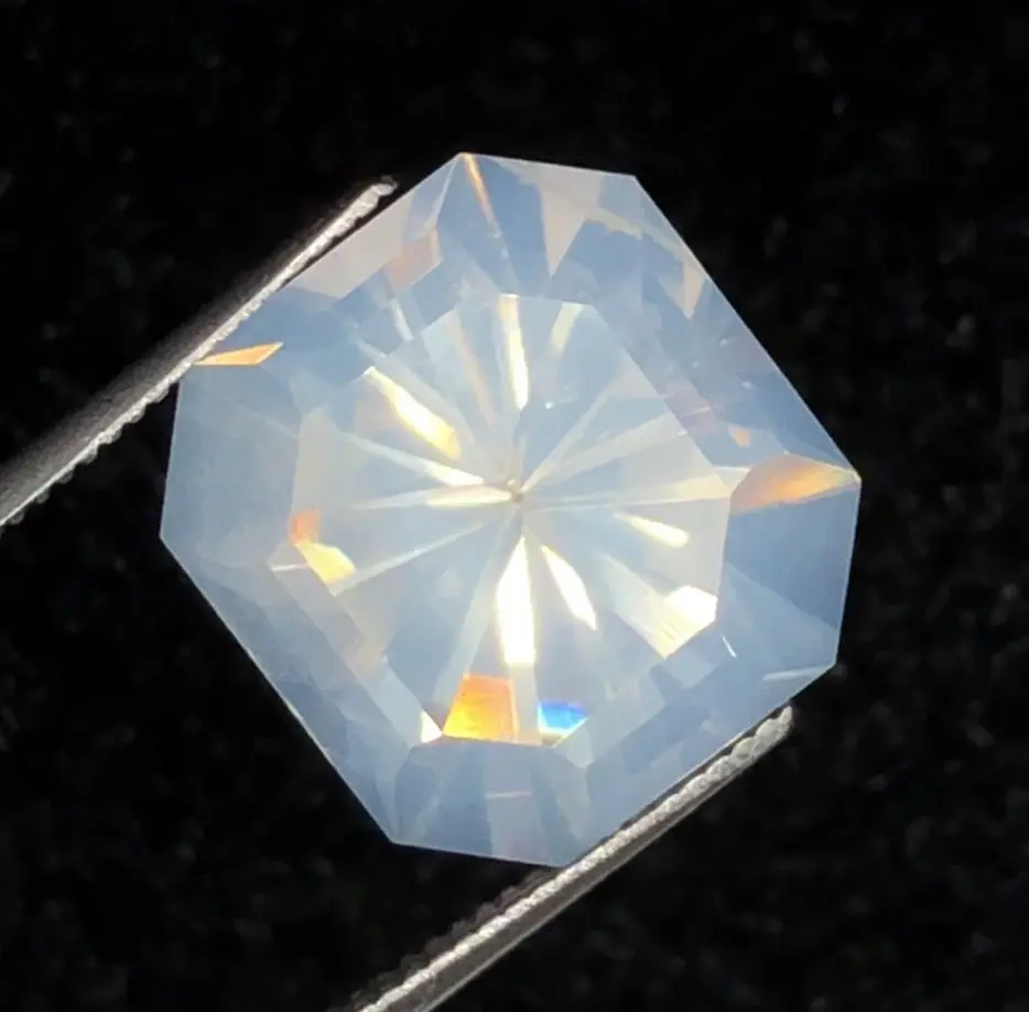 8.30 Carats Natural Milky Quartz - Custom Precision Cut Custom Shape - Ethereal Clouds White - Large Size Statement Pieces Semi-Finished Semiprecious Stone (WAV83)