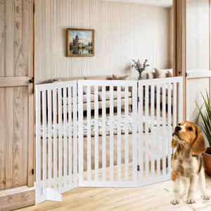 Segawe Foldable Pet Fence Home Entryway Doorway Indoor Dog Fence Pet Gate 3 Panels, White