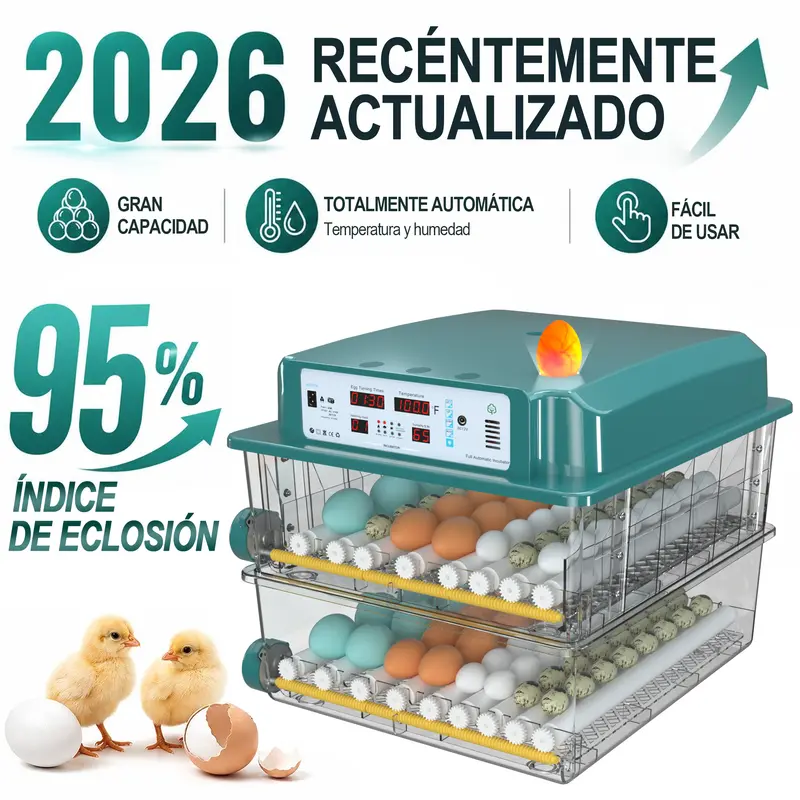 Smart 2026 Poultry Egg Incubator - High-Capacity Backyard Hatching Unit with 3-in-1 Hatch/Brood Versatility, Temp & Humidity Control, Automatic Turning, 360° Monitoring, 16-120 Capacity, Biological Chamber for Chickens, Ducks