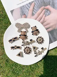 11 Pcs Fashionable Abs Panda Bow DIY Detachable Shoe Accessories, Garden Sandal Decorative Buckle, All Season Shoe Flower Ornament Gift