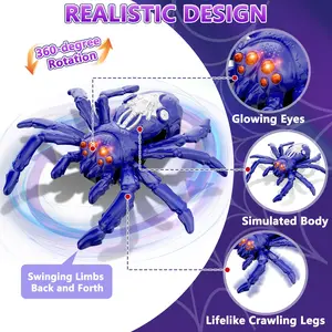 Wall Crawler Spider, Rechargeable Remote Control Robot Kids Toys, 360° Rotating RC Wall Climbing Spider with LED Eyes Toys for Boys Girls Ages 3 & Up, Birthday Gifts for 3-12 Year Old Boys