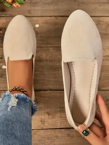 Women's Solid Color Pointed Toe Flat Shoes, Soft Sole Flats, Casual Comfortable Slip on Shoes, All-match Commuter Shoes for Work & Daily Wear