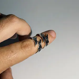 Hades Wings Ring - Sterling Silver & Copper, Adjustable for Sizes 3-10  Statement Fit Durable