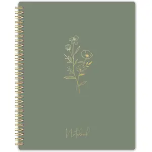 College Ruled Spiral Notebook 8.5'' x 10.5'', 55 Sheets/110 Pages, Journal for Women with Spiral Bound Inner Pocket, Suitable for Office School Home - Green