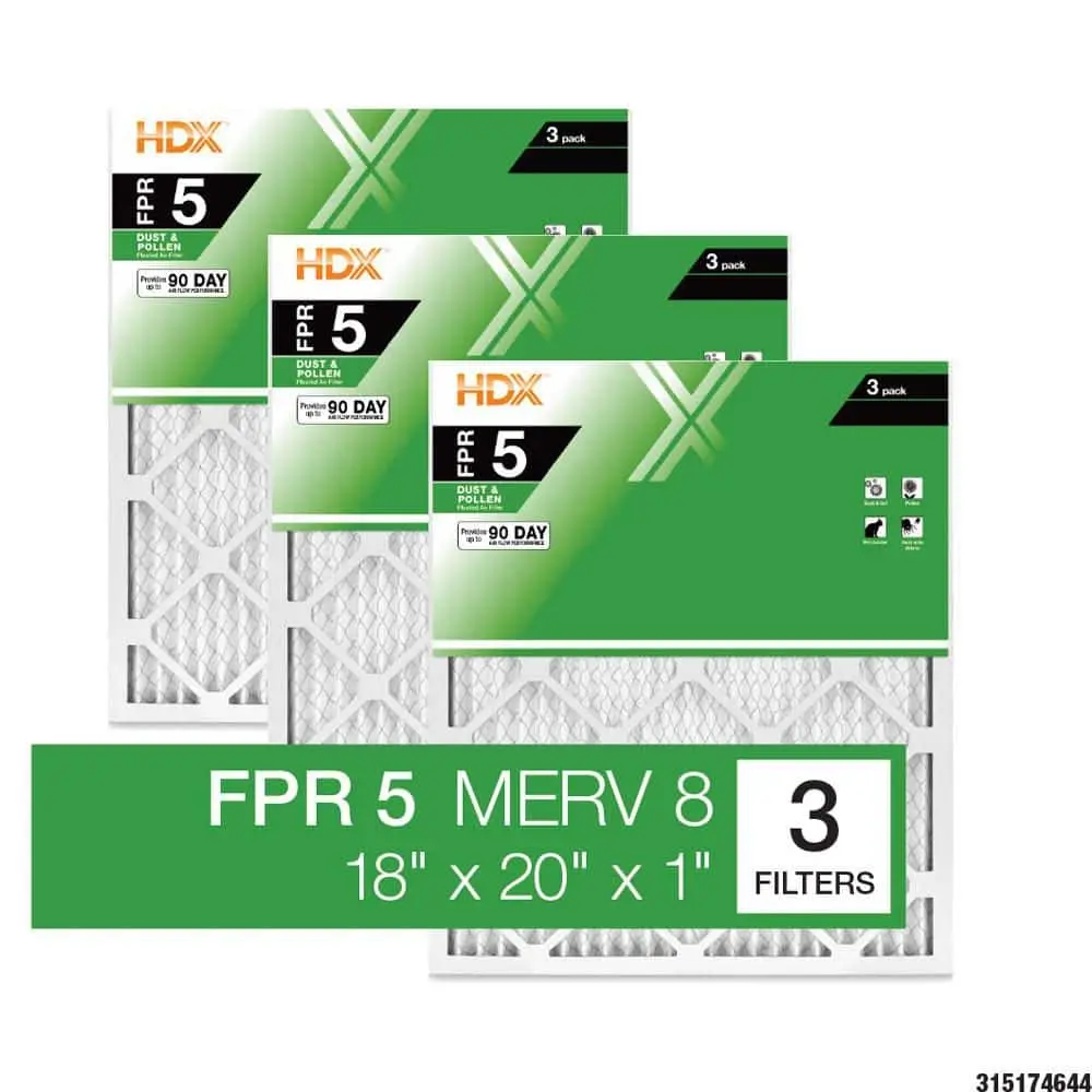 18 in. x 20 in. x 1 in. Standard Pleated Furnace Air Filter FPR 5, MERV 8 (3-Pack)
