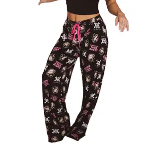 Women’s Black Cartoon Monkey Pajama Pants – Funny Bobby Jack “Surrender” Sleepwear