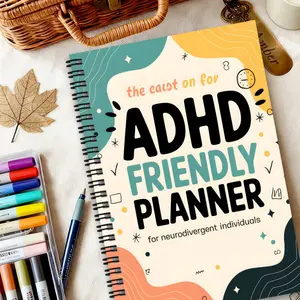 1 ADHD Planner for Women and Adults - Neurodiverse Organizer with Productivity and Focus Boosters, Weekly/Monthly Sections, Daily Task Lists, Layout - Adult Spiral Notebook, ADHD Book, Spiral Bound Planner
