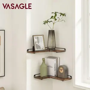 VASAGLE Corner Shelf Wall Mount Set of 2, Floating Shelves, Small Wall Shelf for Decor Storage, for Living Room Bedroom Kitchen Bathroom