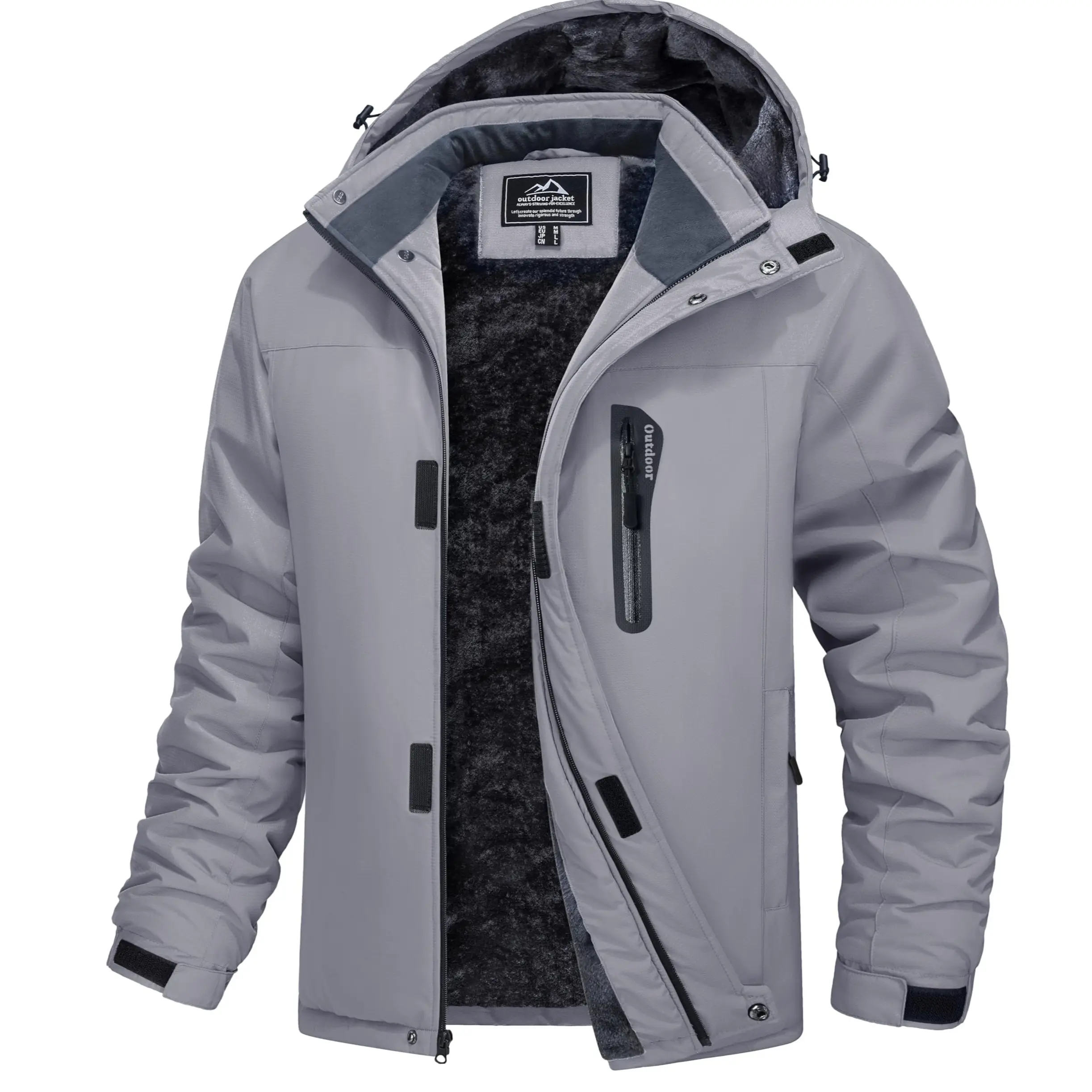 MAGCOMSEN Men's Winter Parka, Waterproof Windproof Hooded Ski Jacket with Fleece Lining for Outdoor Hiking, Hooded Sports Jacket, Insulated Outerwear