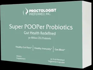 Proctologist Preferred SUPER POOPer Probiotics - Vegetarian Nutrition for Digestive Health Support - Healthcare, Edible