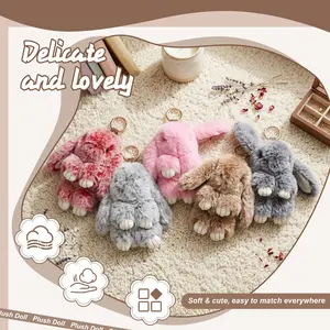 Cute Bunny Rabbit Keychain, Easter Gifts for Her, Soft Fluffy Car Keychain, Pom Pom Key Rings Charm Key Chain for Bags, Phones, Fashion Accessories for Women & Girls & Kids - 7in Without Box SummerVibes