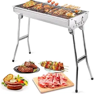 Folding BBQ Grill Barbeque Grill Stainless Steel Outdoor Charcoal Large Portable
