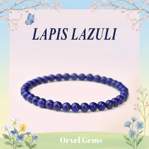 Women Blue Friendship Bracelet Blue Lapis Lazuli Bracelet, AAA Dainty 4mm Beads, Natural Gemstone Stretch Healing Bracelet, Unisex Boho Style Gift