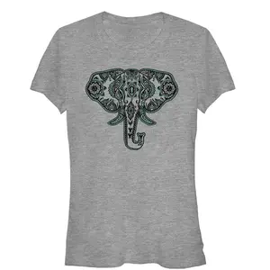 Juniors Womens Lost Gods Wise Elephant Henna T-Shirt