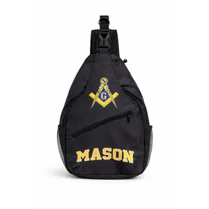 Masonic Crossbody Sling Bag – Black Freemason Shoulder Bag (Waterproof)