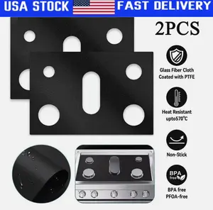 2pcs Kitchen Gas Range Stove Top Burner Cover Guard Protector Reusable Non-stick