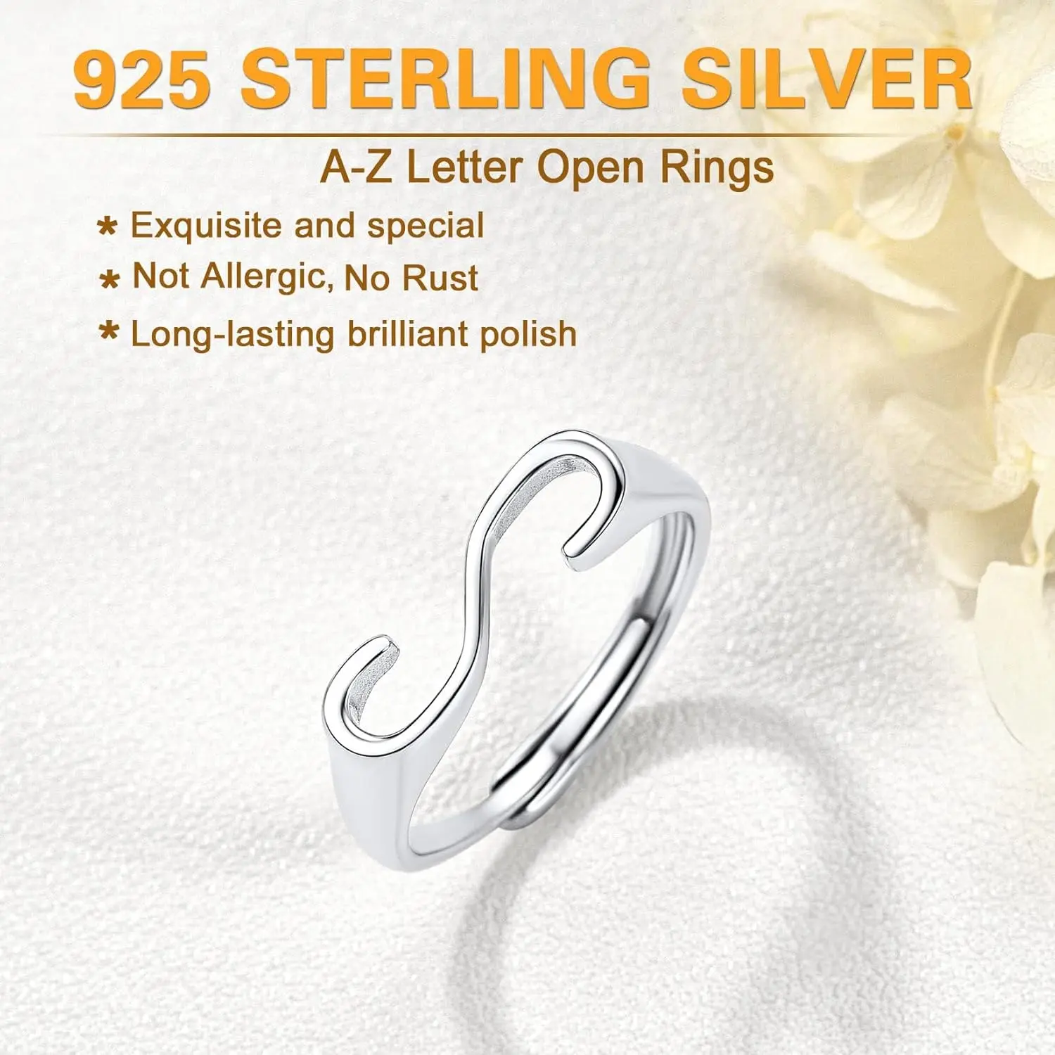 SUNDAY MIRTH Initial Ring S925 Stamped Alphabet A-Z Stacking Ring Sterling Silver Sideways Statement Rings for Women Men, Adjustable Size#6-#12 Letter Name Ring with Gift Box SUNDAY MIRTH Initial Ring S925 Stamped Alphabet A-Z Stacking Ring Sterling Silver Sideways Statement Rings for Women Men, Adjustable Size#6-#12 Letter Name Ring with Gift Box