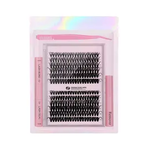 Mixed Length False Eyelashes with Bondand Seal & Remover & Tweezers&Eyelash Curler,Natural Eyelash