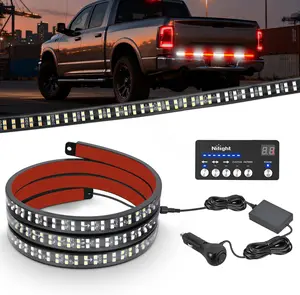 Nilight 49 Inch Strobe Light Strips with Controller, 288LED Flashing Safety Rear Window Tailgate Lights for Truck Trailer Construction Plow Pickup Tow SUV Vehicles, Red White