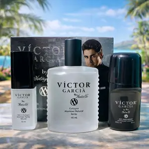 VICTOR GARCIA Set of 3 Cologne - 110ml Atomizer Natural Spray, 30ml Men's Cologne, 50ml Anti-Perfumant Deodorant
