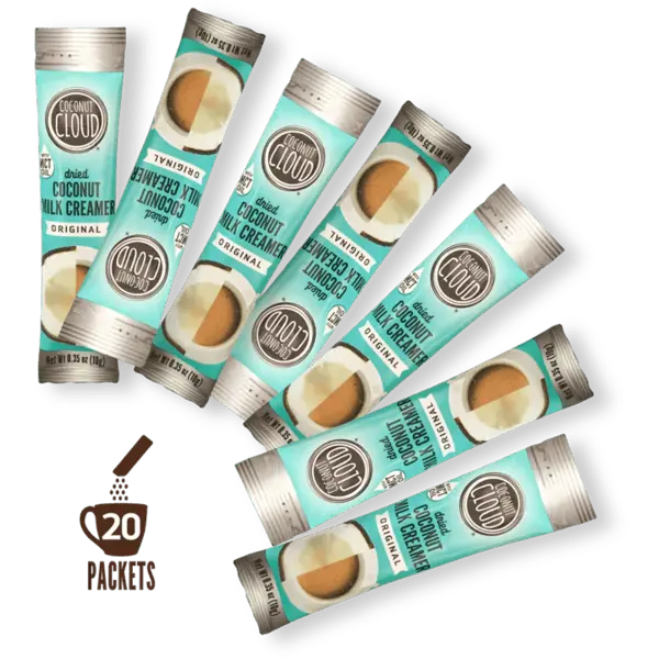 COCONUT CLOUD: Original Coffee Creamer Sticks - 20 Sticks, 100% Dairy-Free, Vegan, Gluten Free, Non-GMO, Made from Coconut Powdered Milk Beverage
