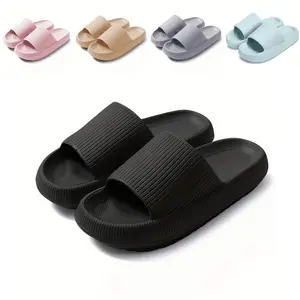 Simple Summer Cloud Slides for Women & Men – Solid Color EVA Slippers, Lightweight Breathable Thick Sole, Non-Slip Indoor & Outdoor Walking Shoes