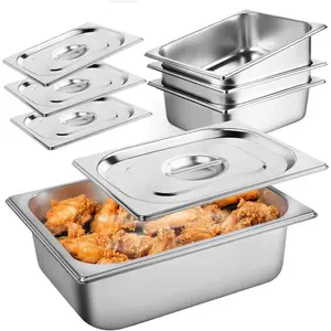 2-Pack Heavy-Duty Commercial Restaurant Pans - Steamer & Insulated Pans, 3.94 Inches Deep - Ideal for Commercial Kitchens, Catering Services, Buffets & Parties - Features Easy-to-Clean Surface & Space-Saving Design, Suitable for Food Warmers