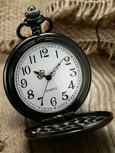 Vintage Pocket Watch, Retro Design Copper Color Necklace Pendant Clock, Quartz Movement, Mineral Glass Dial, Memorial Gift