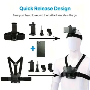 Gopro Action Camera Strap Set with Phone Clip, Durable Fixing Mount for Smartphones, Includes Accessories for Gopro/Phone/Osmo Action Cellphone - Stand