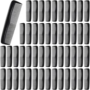 50 Pcs Pocket Combs for Men 5 Inch Cutting with Wide and Fine Teeth Plastic Professional Barber Haircut Small Anti Static Combs for Women Grooming Accessories for Beard(Black)