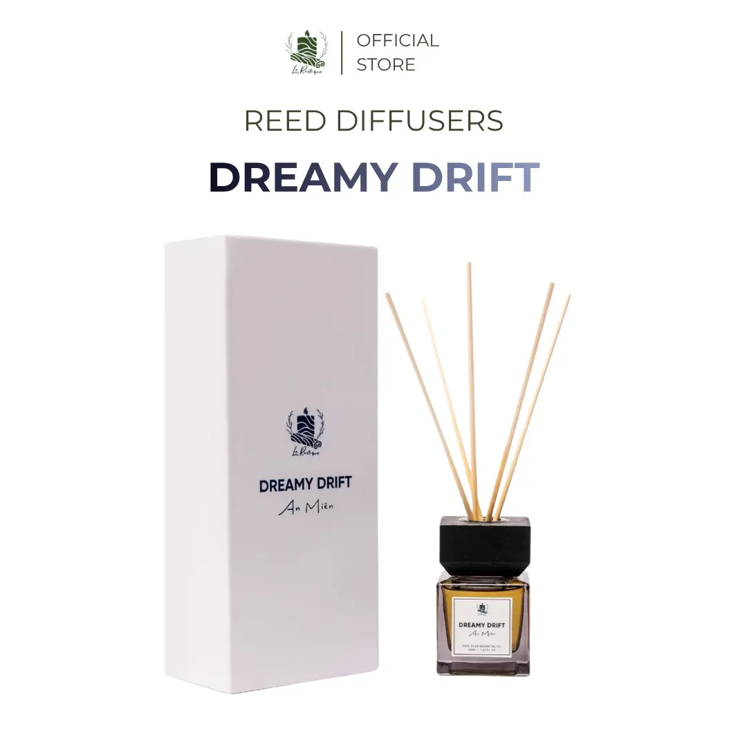 Dreamy Drift Reed Diffuser 50ml - Sleep & Relaxation Home Fragrance - 100% Natural Essential Oils - Le Rustique Vietnam