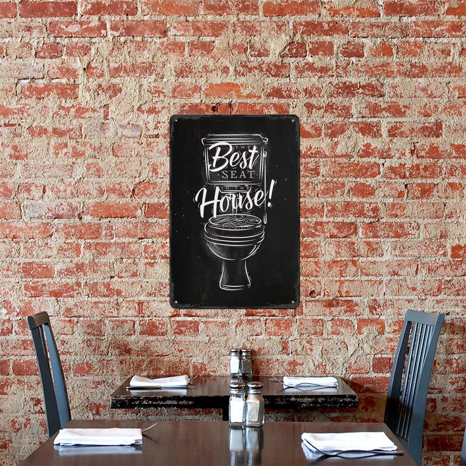 The Best Seat In The House Retro Tin Sign, 8x12 Inch Durable Aluminum Metal Wall Decor, Humorous Toilet Hanging Plaque For Home Bathroom