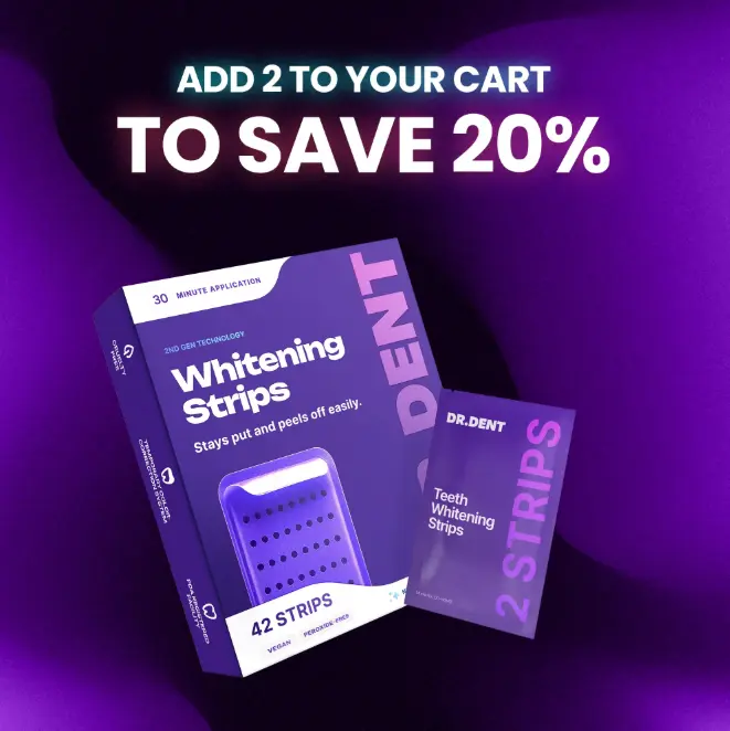 DRDENT Purple Teeth Whitening Strips - 7/21 Whitening Sessions - Non Sensitive Teeth Whitening - Peroxide-Free