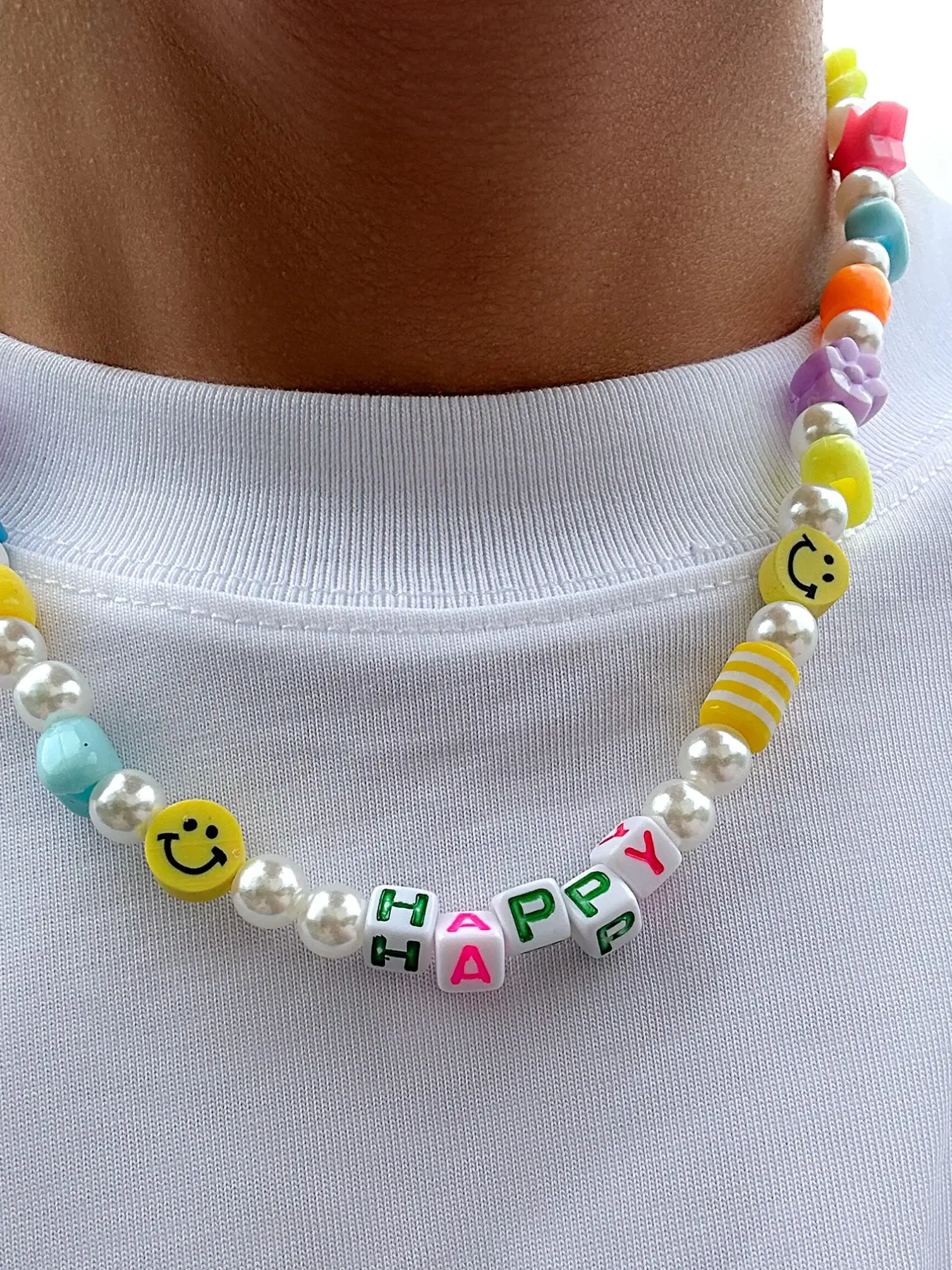 Men's Cute Acrylic Pearl Necklace, Faux Pearl Jewelry, Versatile Fashion Accessory, Plain Design, All Seasons Wear, No Choking Hazard, Lead & Cadmium Free
